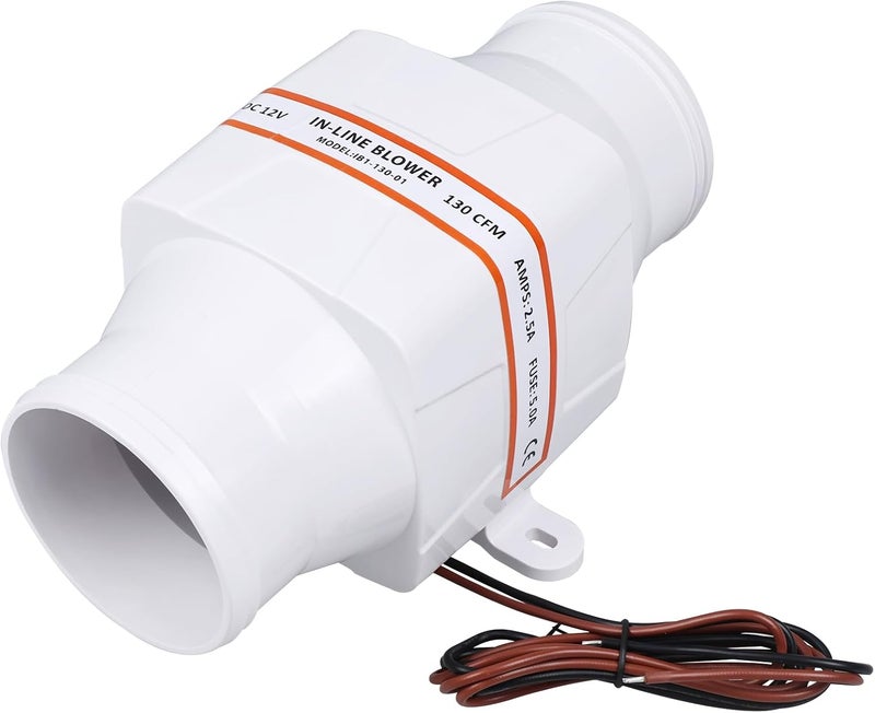 NovelBee 12V 3 inch Electric in-Line Marine Bilge Air Blower Fan 130CFM - Image 1